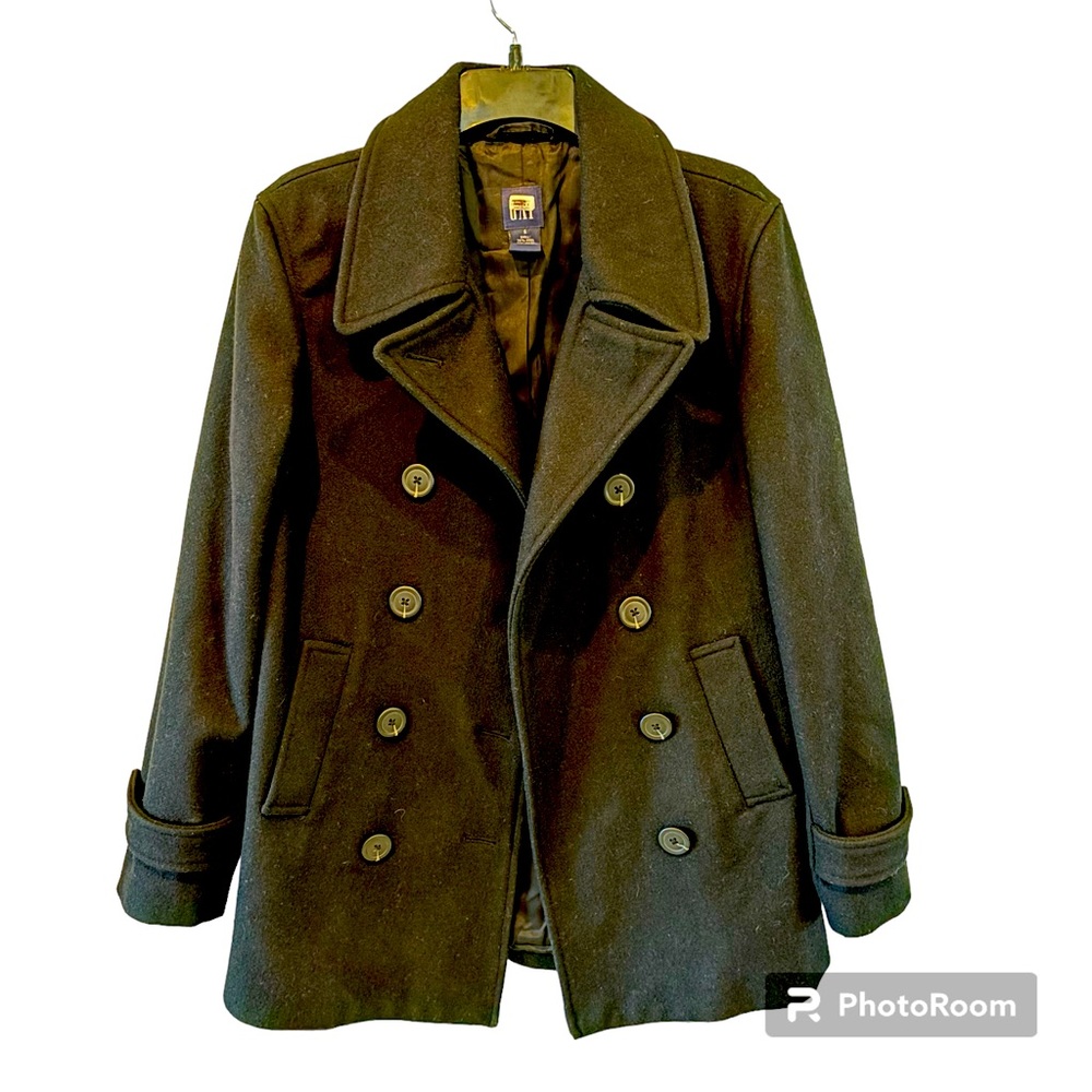 74% wool GAP peacoat, black, size small.  Great condition. - Picture 2 of 9